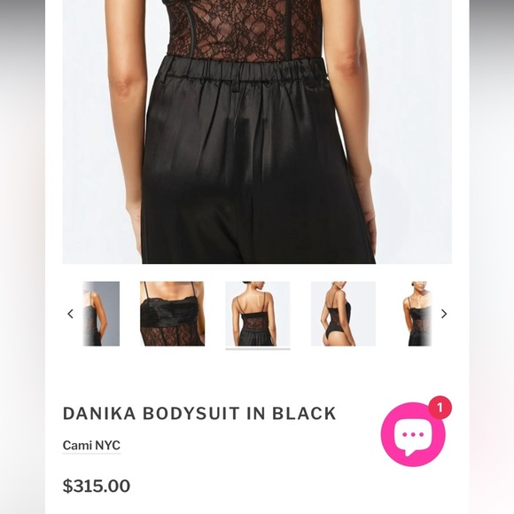 Cami NYC Danika black lace bodysuit silky sexy corset style size 6 new - Picture 15 of 15